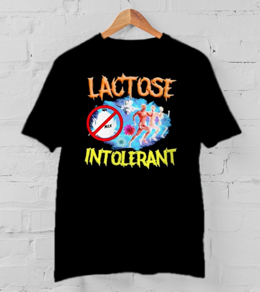 Lactose Intolerant Milk No Symbol With Runners And Microbes T-Shirt