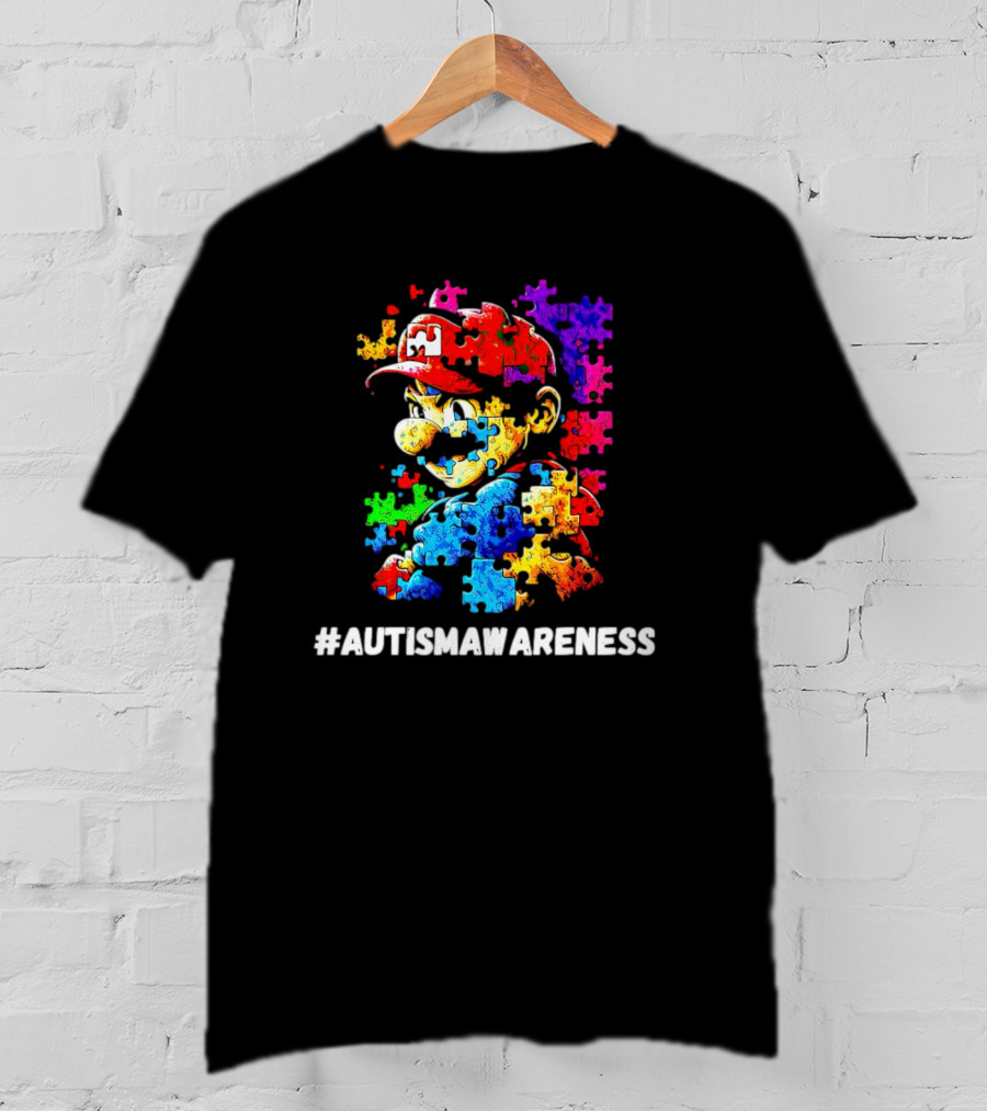Mario Puzzle Autism Awareness T-Shirt