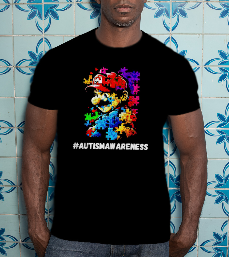 Mario Puzzle Autism Awareness T-Shirt