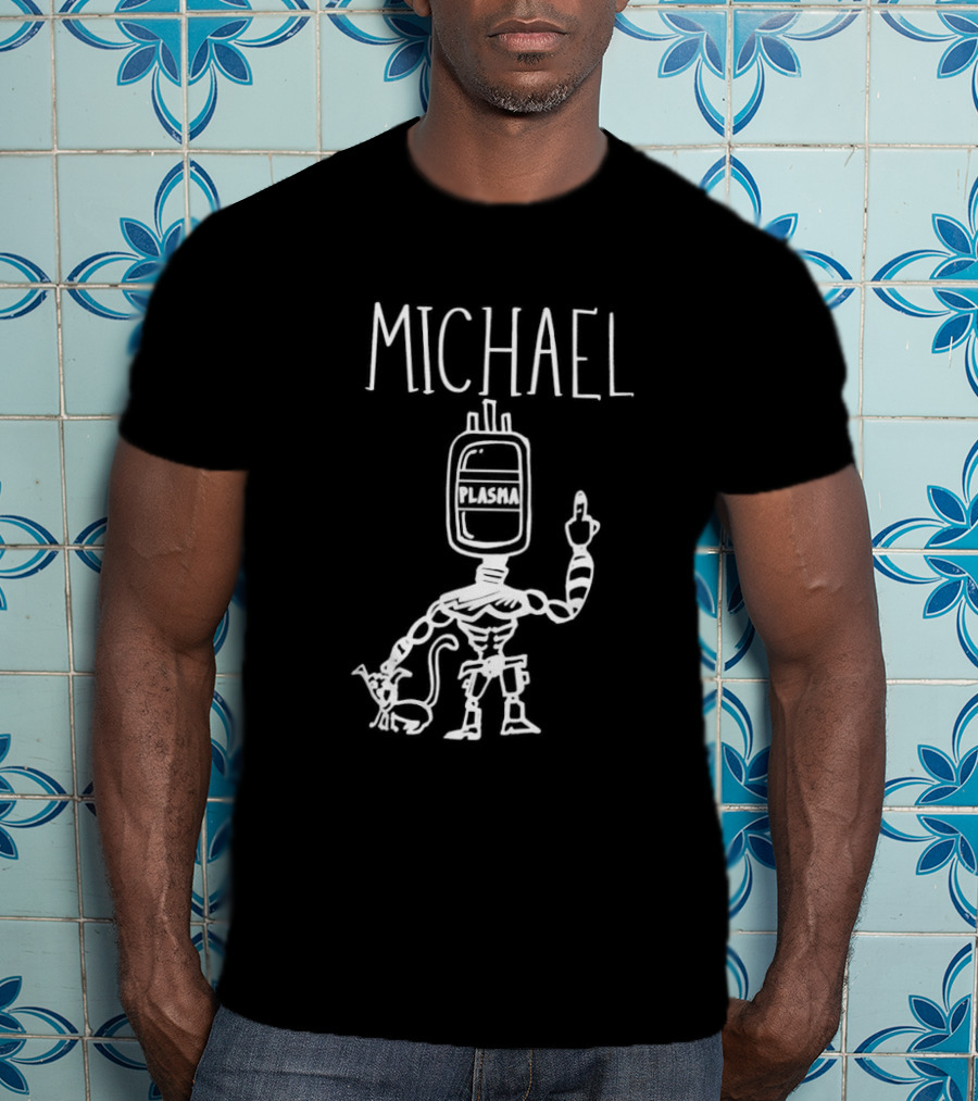 Michael Robot Plasma Figure With Cat T-Shirt