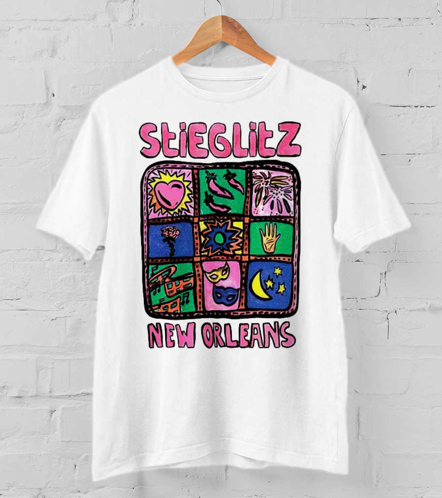 Stieglitz New Orleans Heart Jazz Mask Stars Moon Hand Flower Mardi Gras T-Shirt