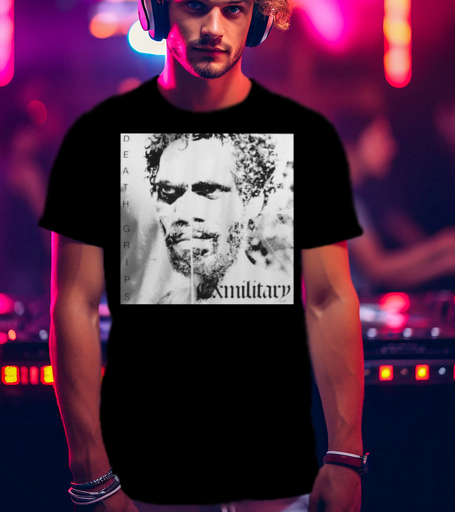 Death Grips Exmilitary Album Cover Image White Letters And Portrait T-Shirt