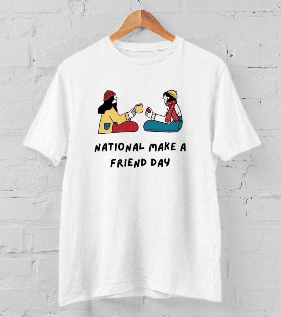 National Make A Friend Day Cozy Winter Scene T-Shirt