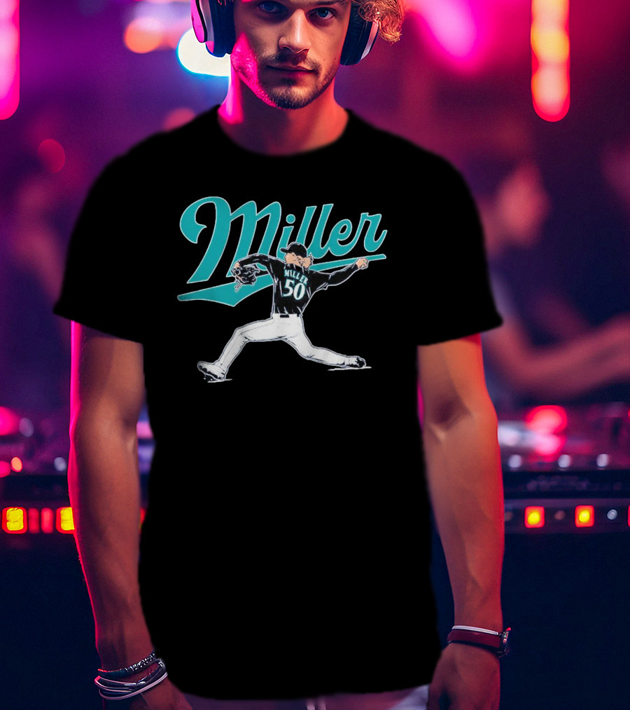 Seattle Mariners Bryce Miller 50 Pitcher T-Shirt