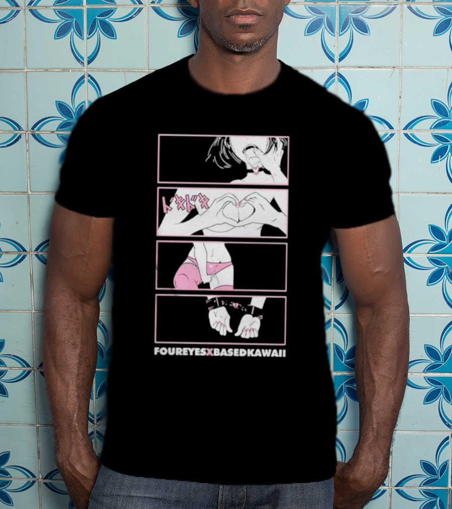 Foureyes X Based Kawaii Tokidoki Hand Heart Pink Aesthetic T-Shirt