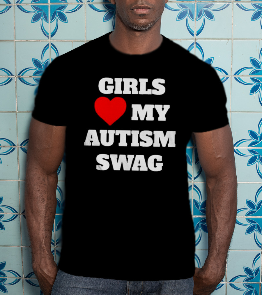 Girls Love Heart My Autism Swag T-Shirt