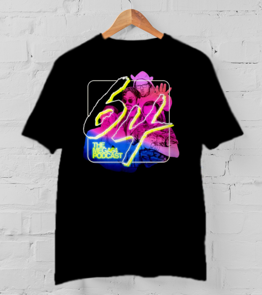 Mega64 Podcast Neon Style Visuals With Retro Characters T-Shirt
