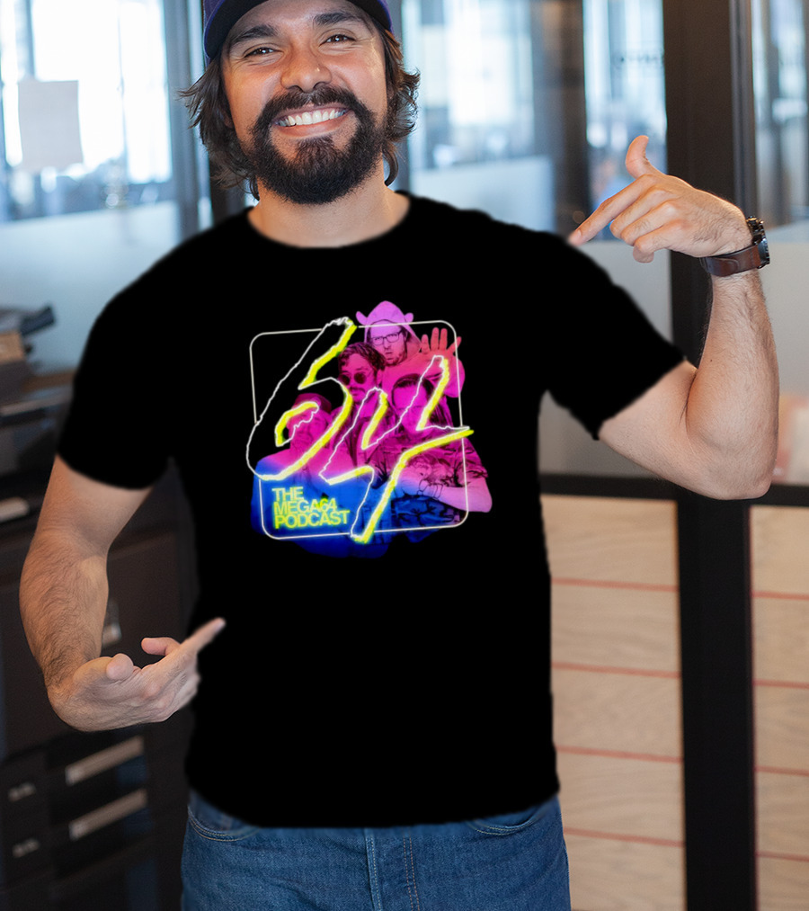 Mega64 Podcast Neon Style Visuals With Retro Characters T-Shirt