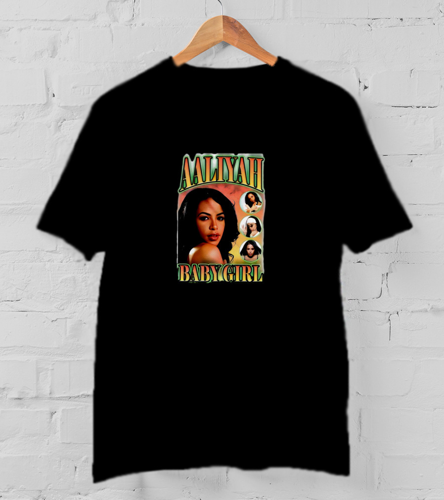Aaliyah Baby Girl Vintage Iconic Portrait Collage T-Shirt