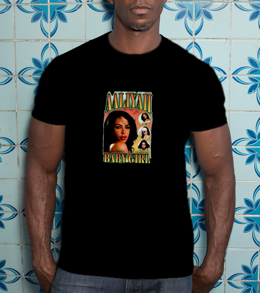 Aaliyah Baby Girl Vintage Iconic Portrait Collage T-Shirt