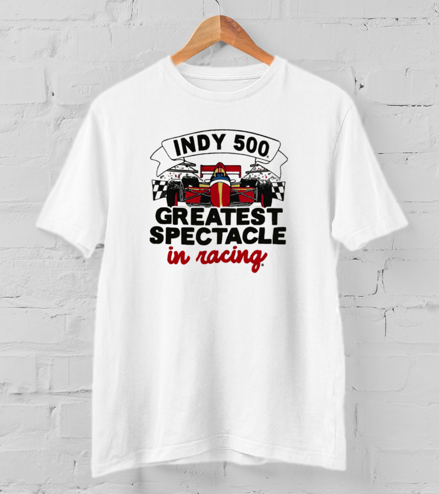 Indy 500 Greatest Spectacle In Racing Car With Checkered Flags T-Shirt