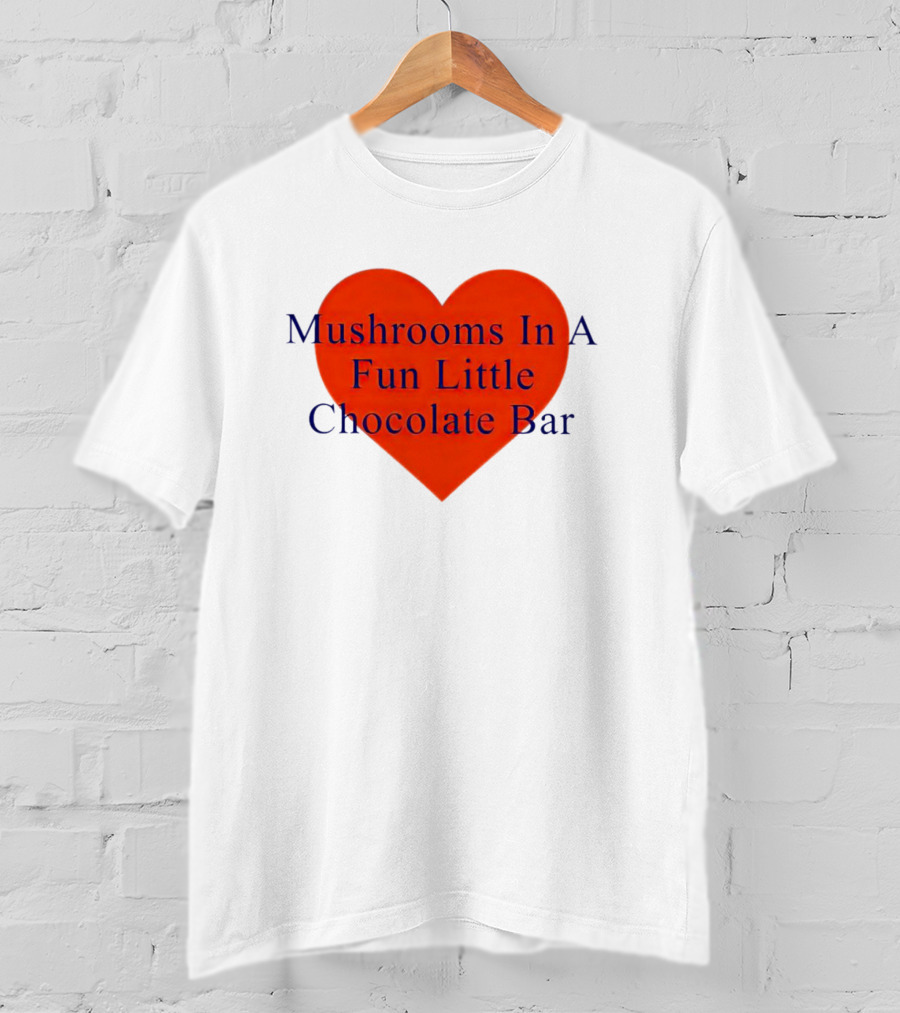 Mushrooms In A Fun Little Chocolate Bar Red Heart T-Shirt