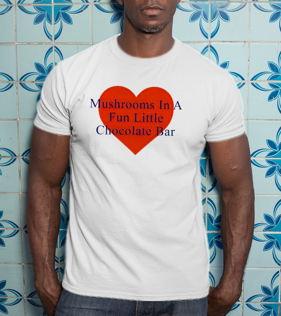Mushrooms In A Fun Little Chocolate Bar Red Heart T-Shirt