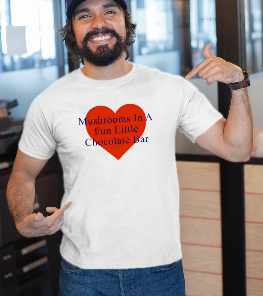 Mushrooms In A Fun Little Chocolate Bar Red Heart T-Shirt