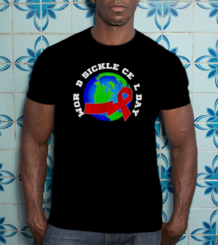 World Sickle Cell Day Red Ribbon Earth T-Shirt