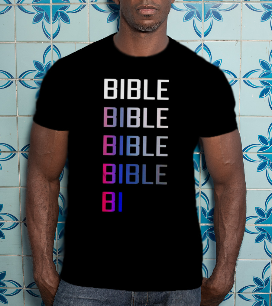Bible Pride Gradient Multicolor Text Stacked T-Shirt
