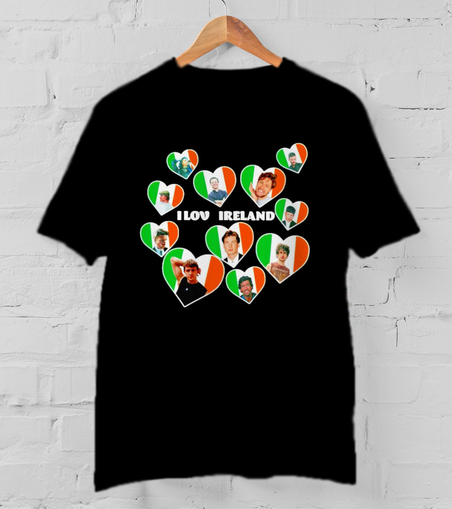 I Love Ireland Irish Flag Hearts T-Shirt
