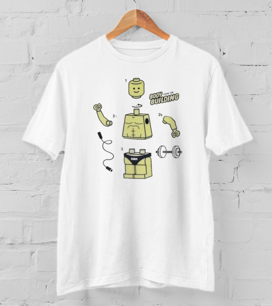 LEGO Bodybuilding CHAM Blocks With Muscular Figure And Dumbbell T-Shirt
