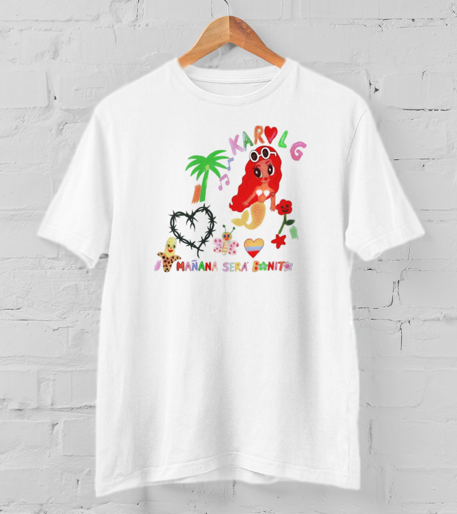 Karol G Mañana Será Bonito Mermaid Palm Heart Music Note T-Shirt