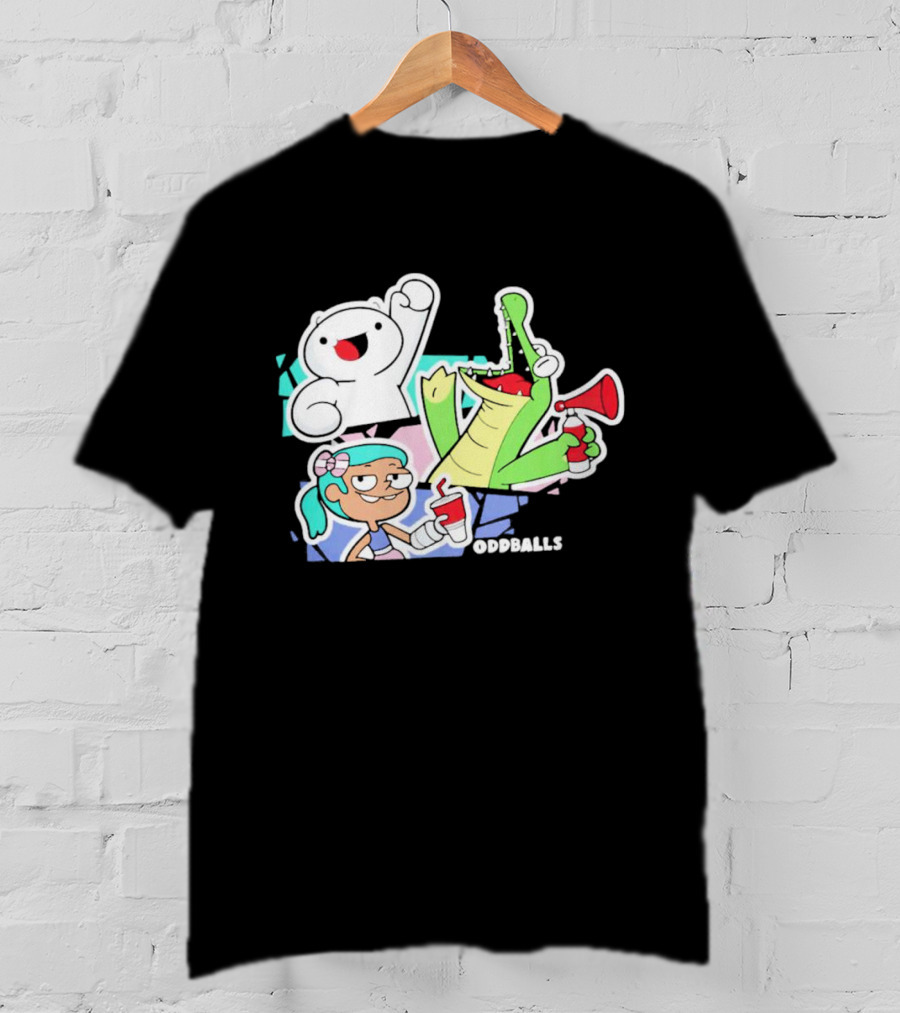 Odd1sout Oddballs Cartoon Trio With Crocodile And Drink T-Shirt