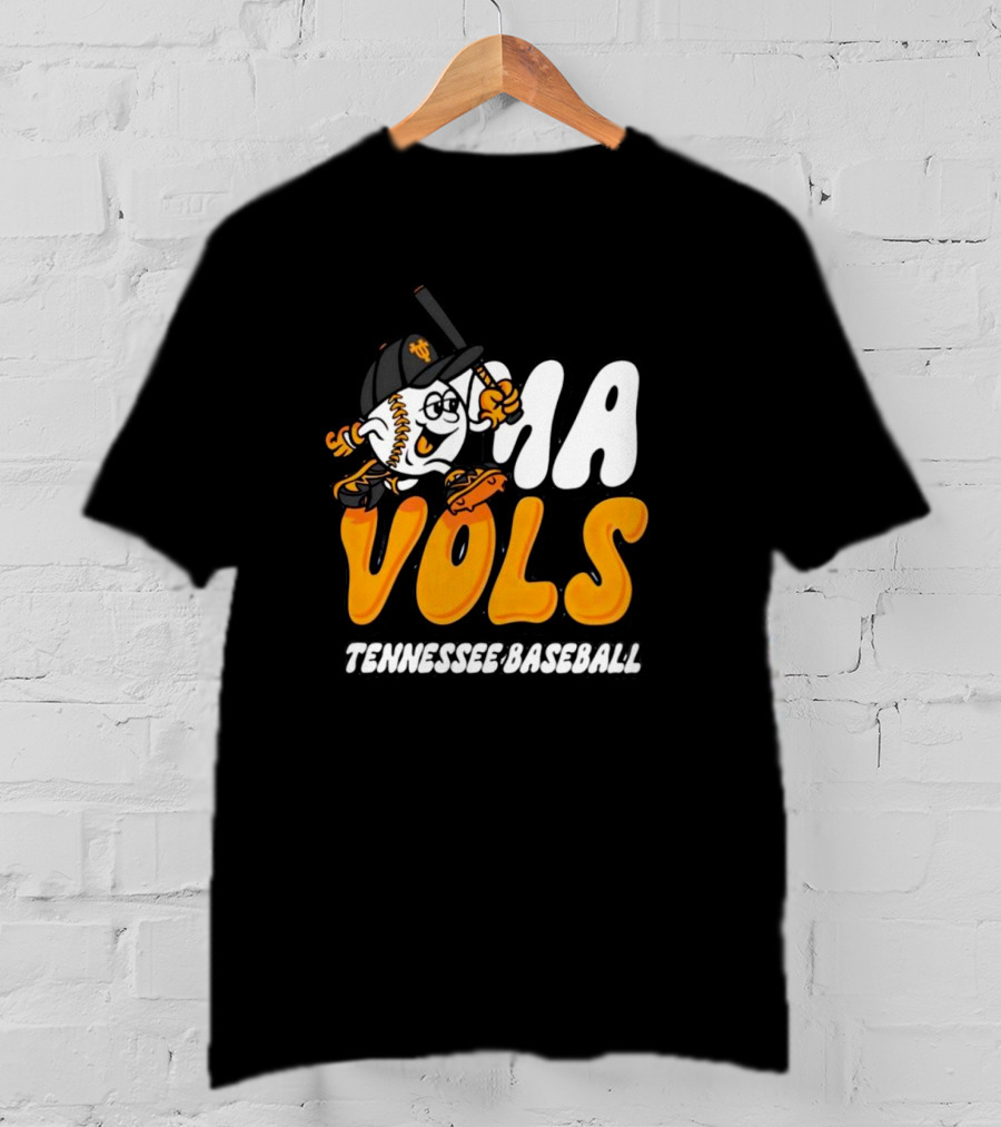 Omavols Tennessee Baseball Vols Mascot Icon With Bat And Glove T-Shirt
