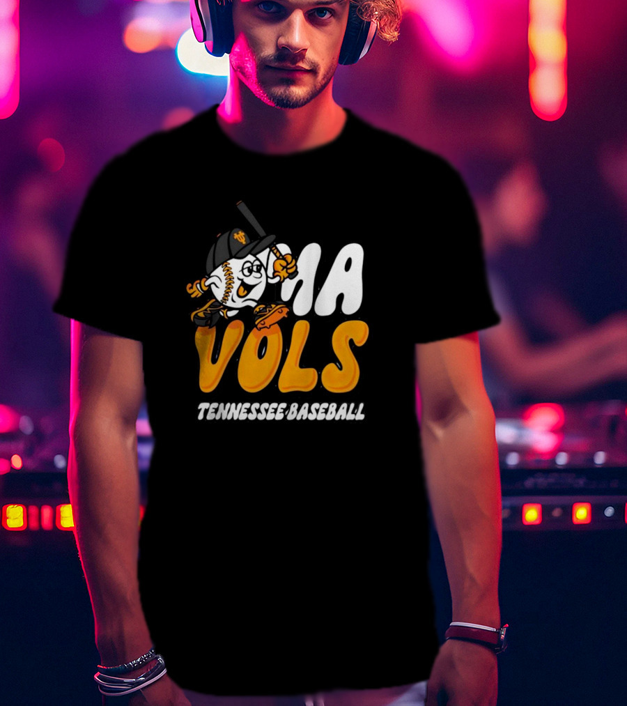 Omavols Tennessee Baseball Vols Mascot Icon With Bat And Glove T-Shirt
