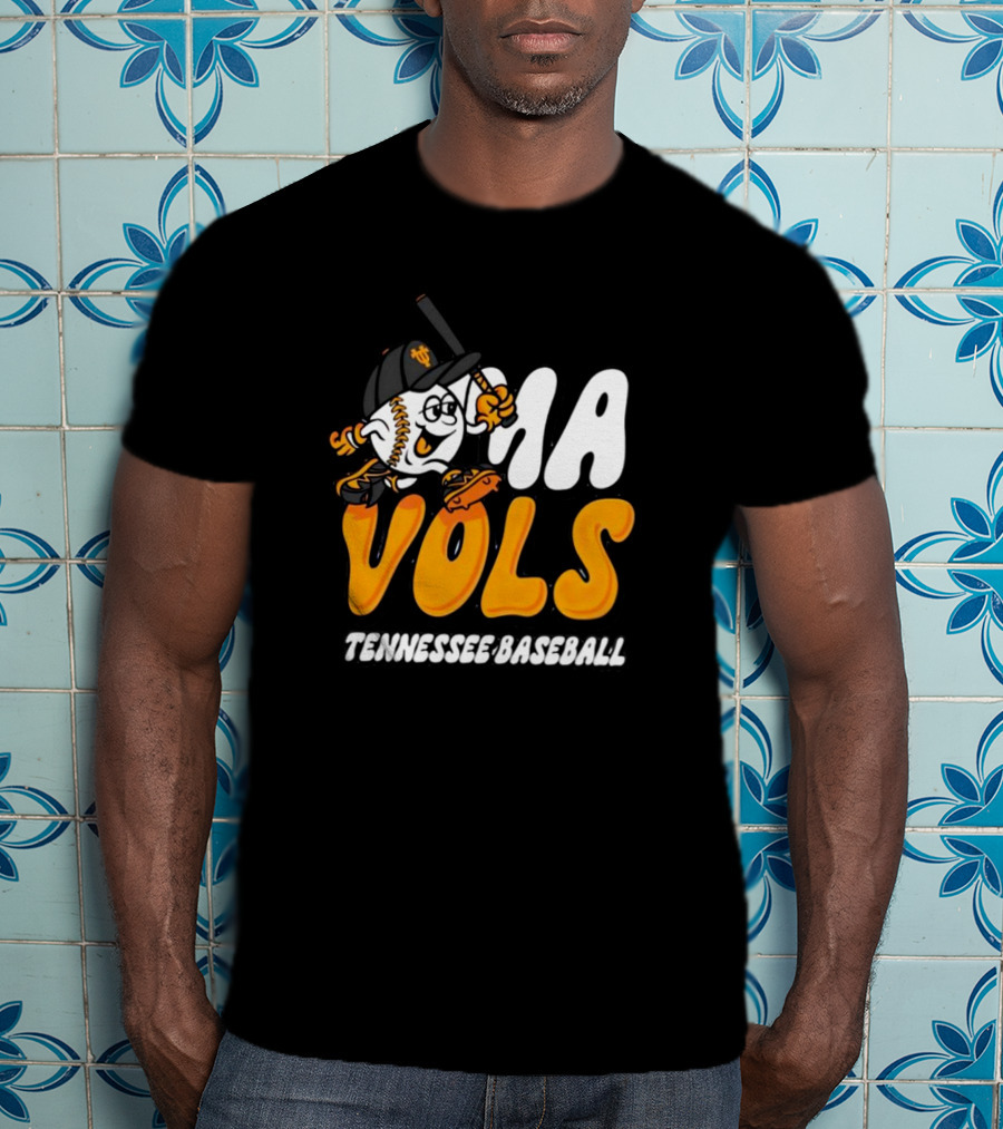 Omavols Tennessee Baseball Vols Mascot Icon With Bat And Glove T-Shirt