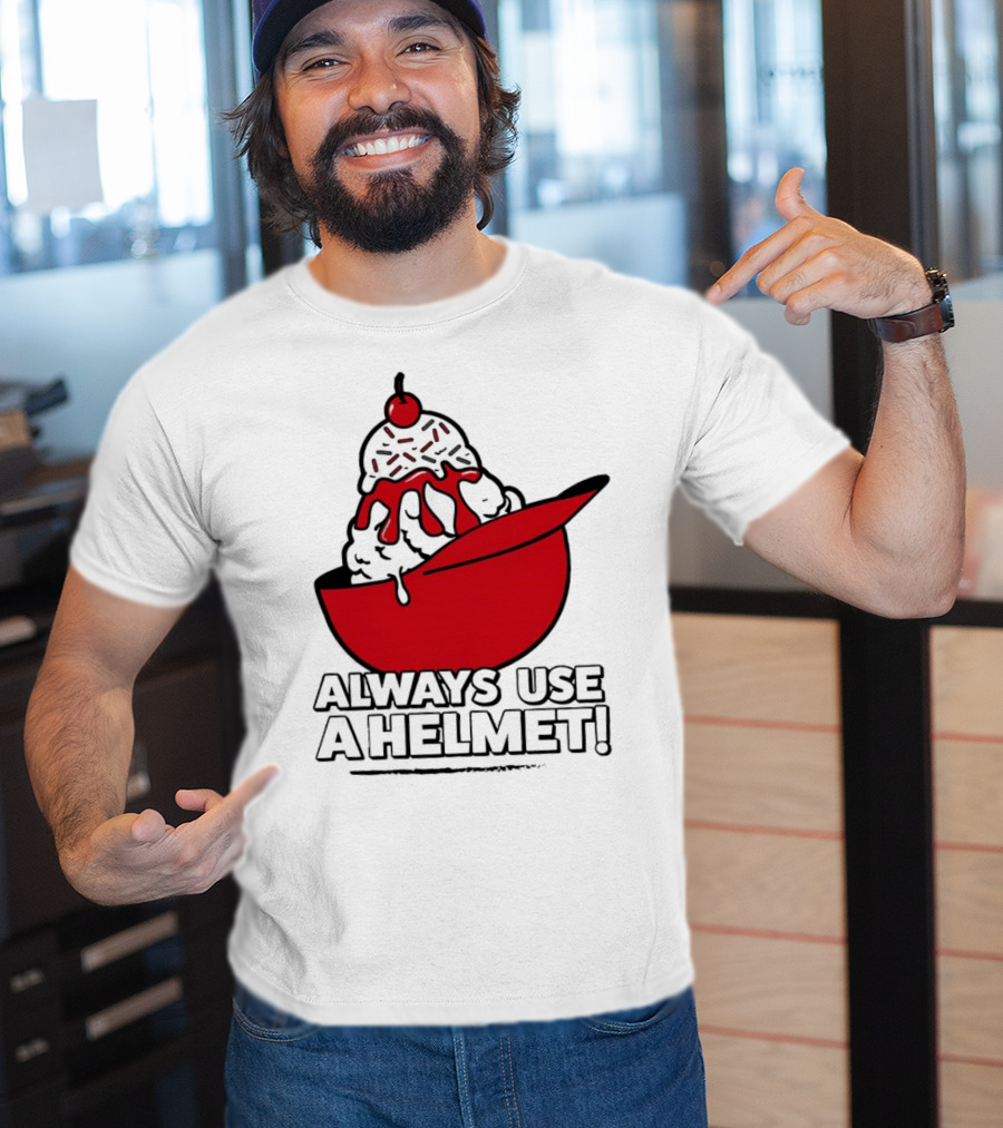 Cincinnati Reds Ice Cream Always Use A Helmet T-Shirt