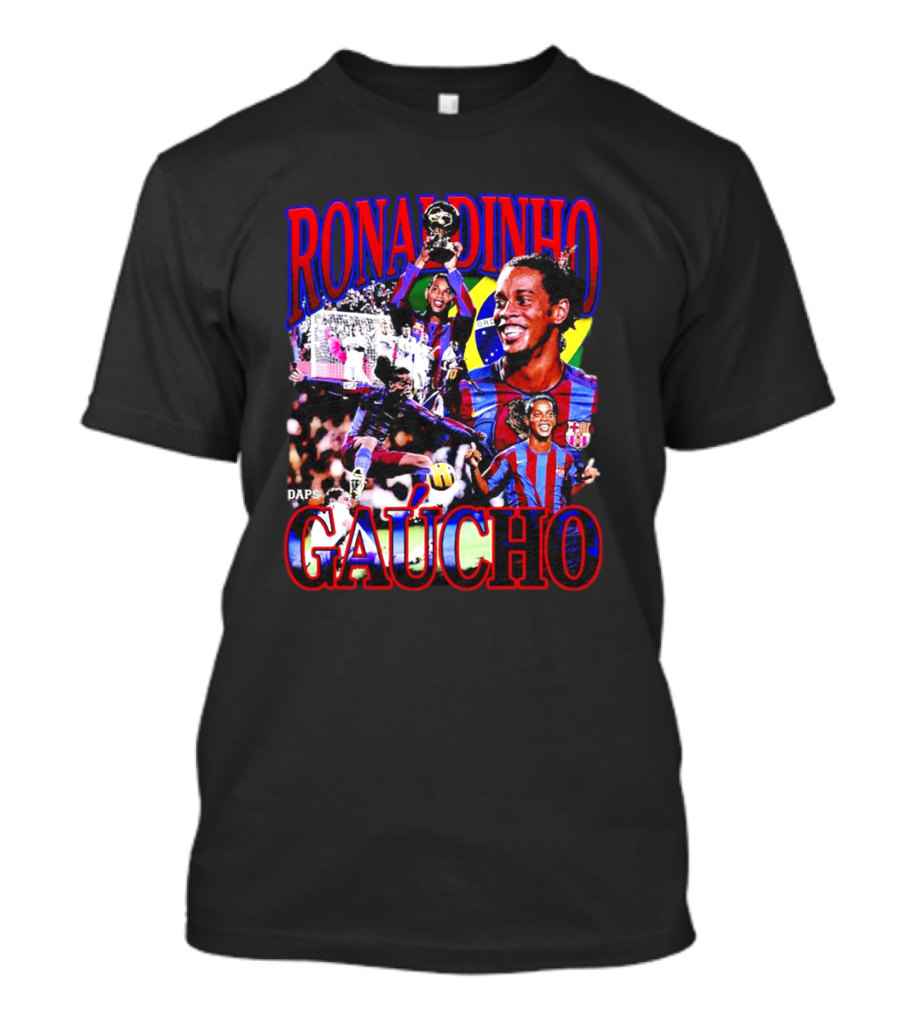 Ronaldinho Gaucho Barcelona Football Legend Retro Collage T-Shirt