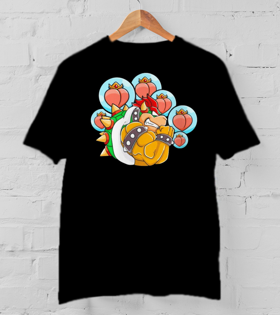 Bowser Peaches Peaches Peaches Tribute To Animated Villain With Hearts T-Shirt