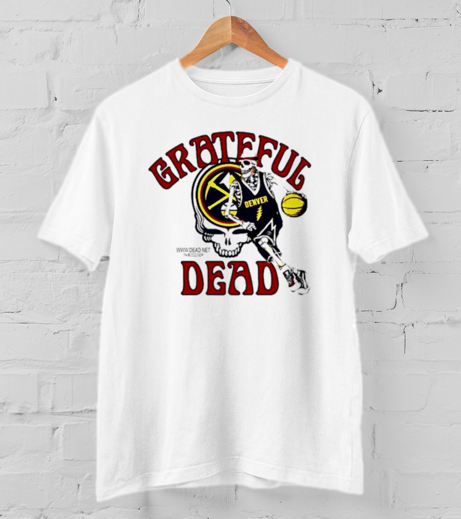 Grateful Dead Denver Nuggets Basketball Skull Skeleton T-Shirt