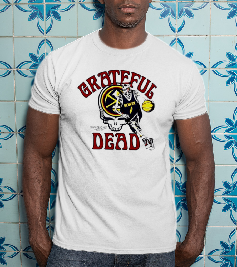 Grateful Dead Denver Nuggets Basketball Skull Skeleton T-Shirt