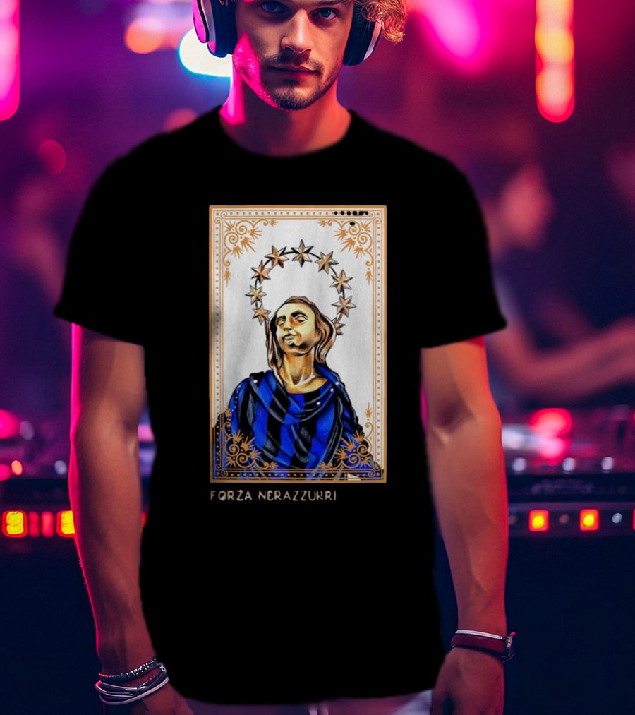 Forza Nerazzurri Madonnina Iconic Blue And Black Halo T-Shirt