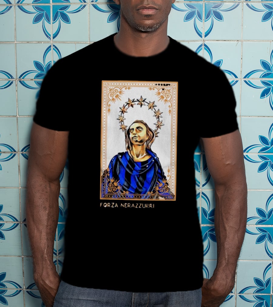 Forza Nerazzurri Madonnina Iconic Blue And Black Halo T-Shirt