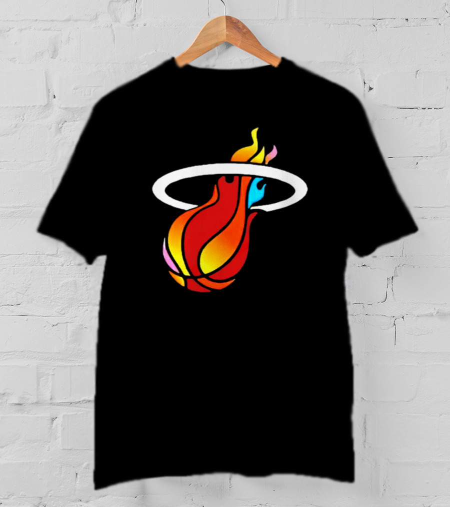 Miami Heat Basketball Flame Icon Mashup T-Shirt