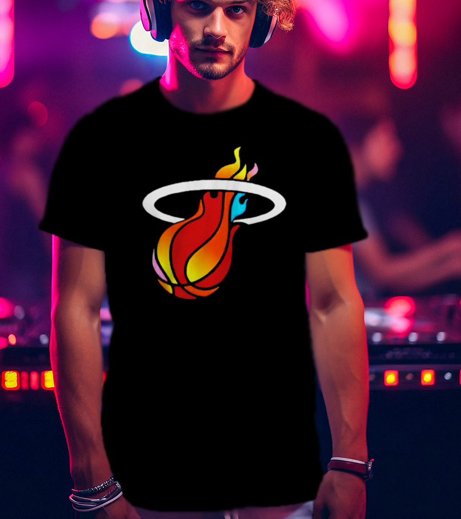 Miami Heat Basketball Flame Icon Mashup T-Shirt