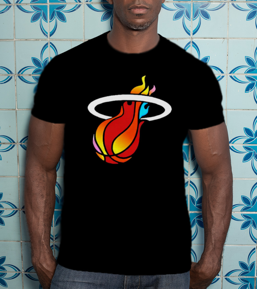 Miami Heat Basketball Flame Icon Mashup T-Shirt