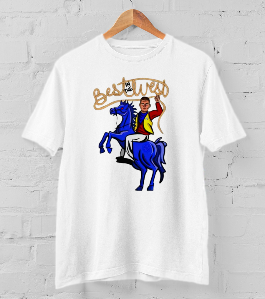 Best West Nikola Jokic Riding Blue Horse T-Shirt