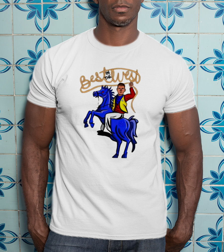 Best West Nikola Jokic Riding Blue Horse T-Shirt