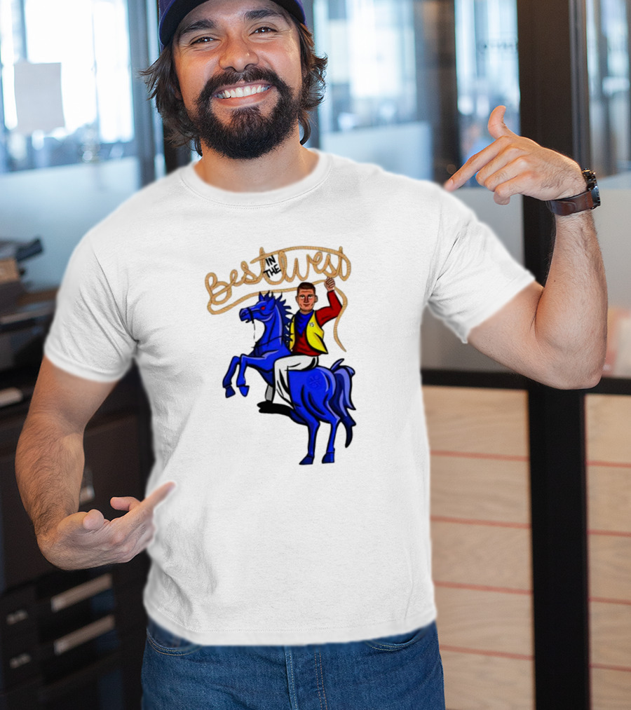 Best West Nikola Jokic Riding Blue Horse T-Shirt