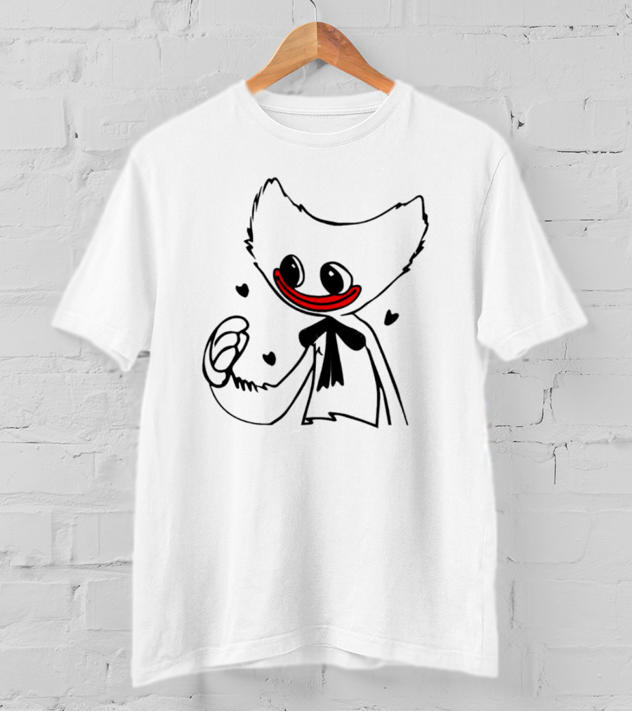 Line Art The Cute Huggy Wuggy Charming Character With Hearts T-Shirt