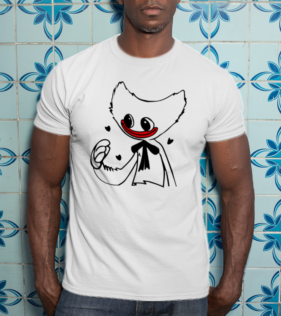 Line Art The Cute Huggy Wuggy Charming Character With Hearts T-Shirt