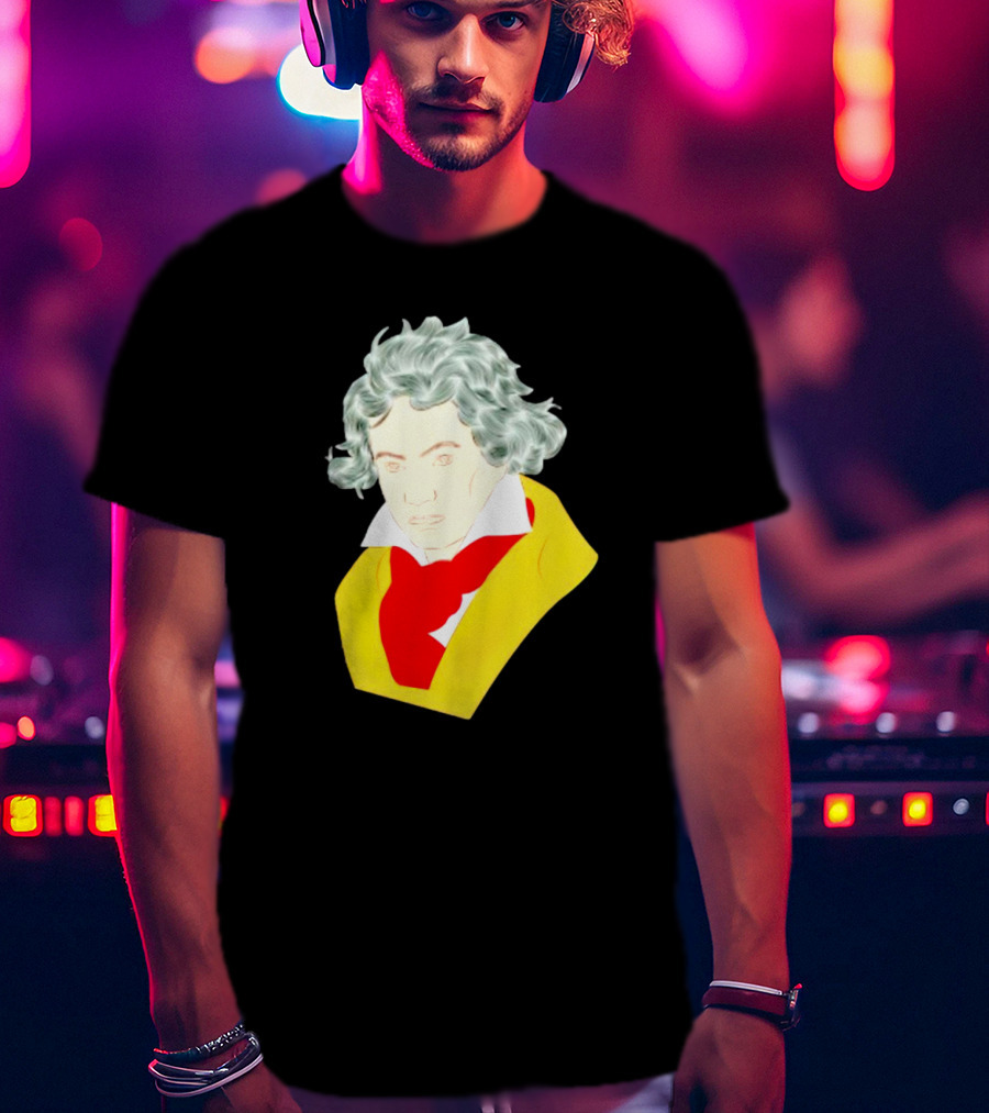 Ludwig Van Beethoven Colorful Portrait In Yellow And Red T-Shirt