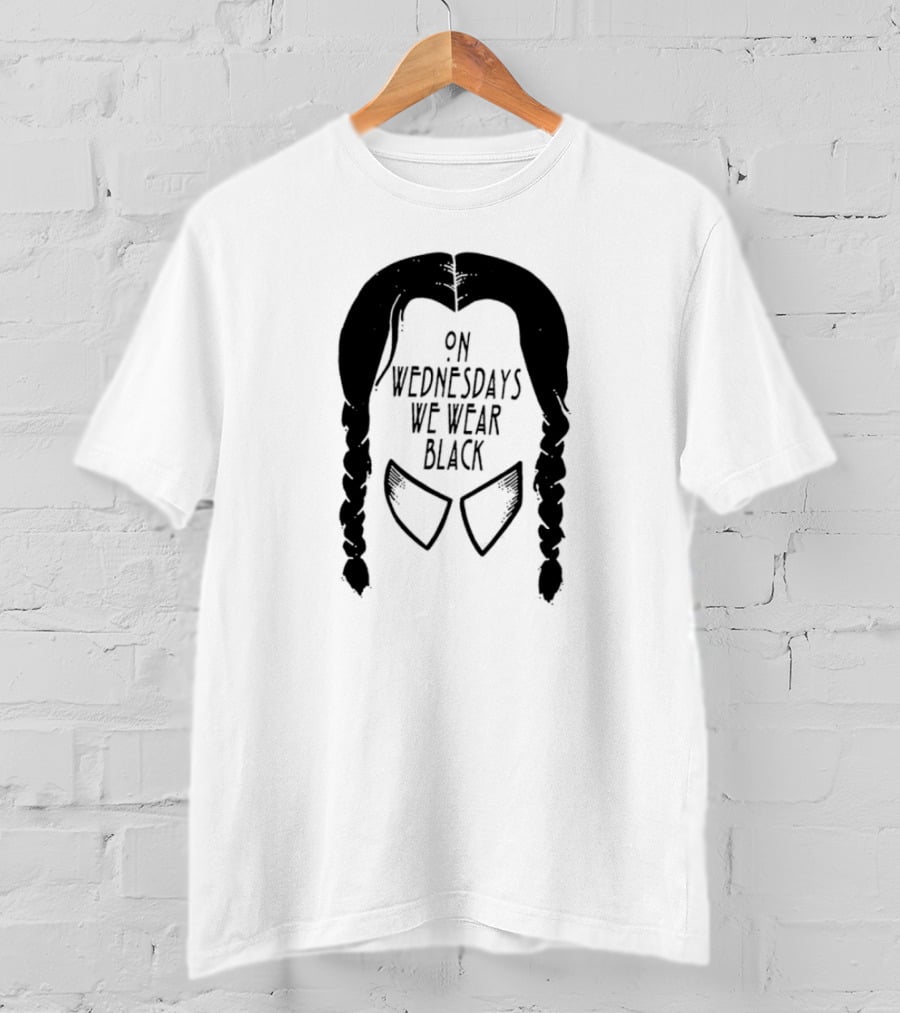 On Wednesdays We Wear Black Braided Hair Collar T-Shirt