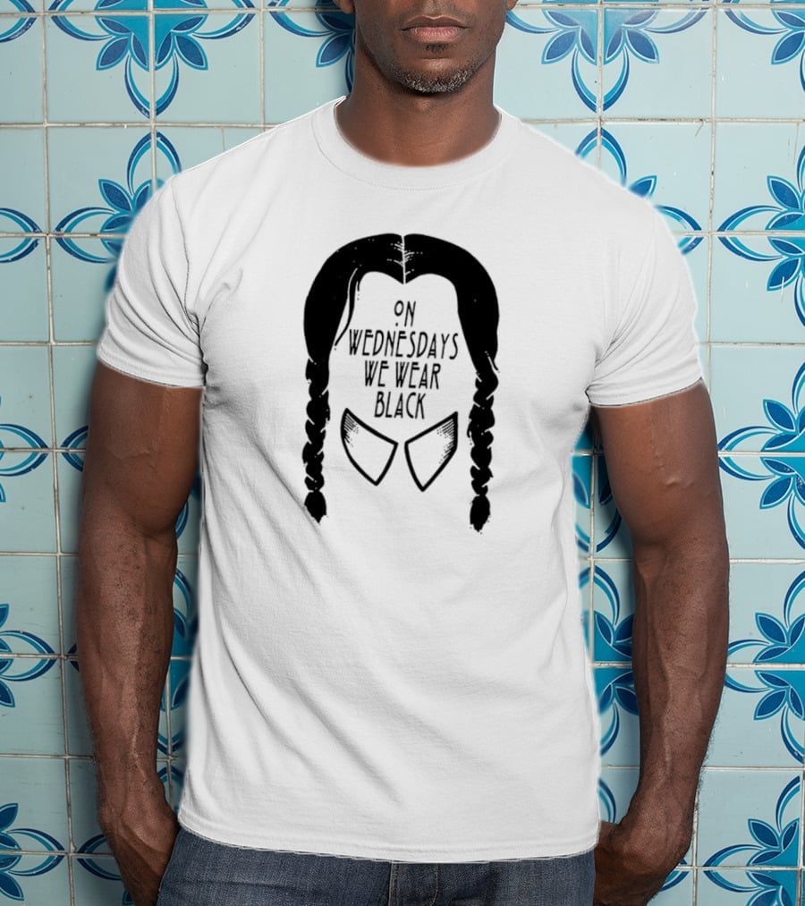 On Wednesdays We Wear Black Braided Hair Collar T-Shirt