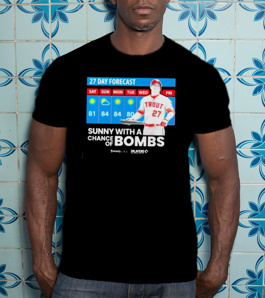Trout 27 Day Forecast Sunny With A Chance Of Bombs Players Swing T-Shirt
