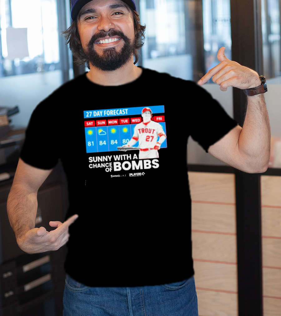 Trout 27 Day Forecast Sunny With A Chance Of Bombs Players Swing T-Shirt