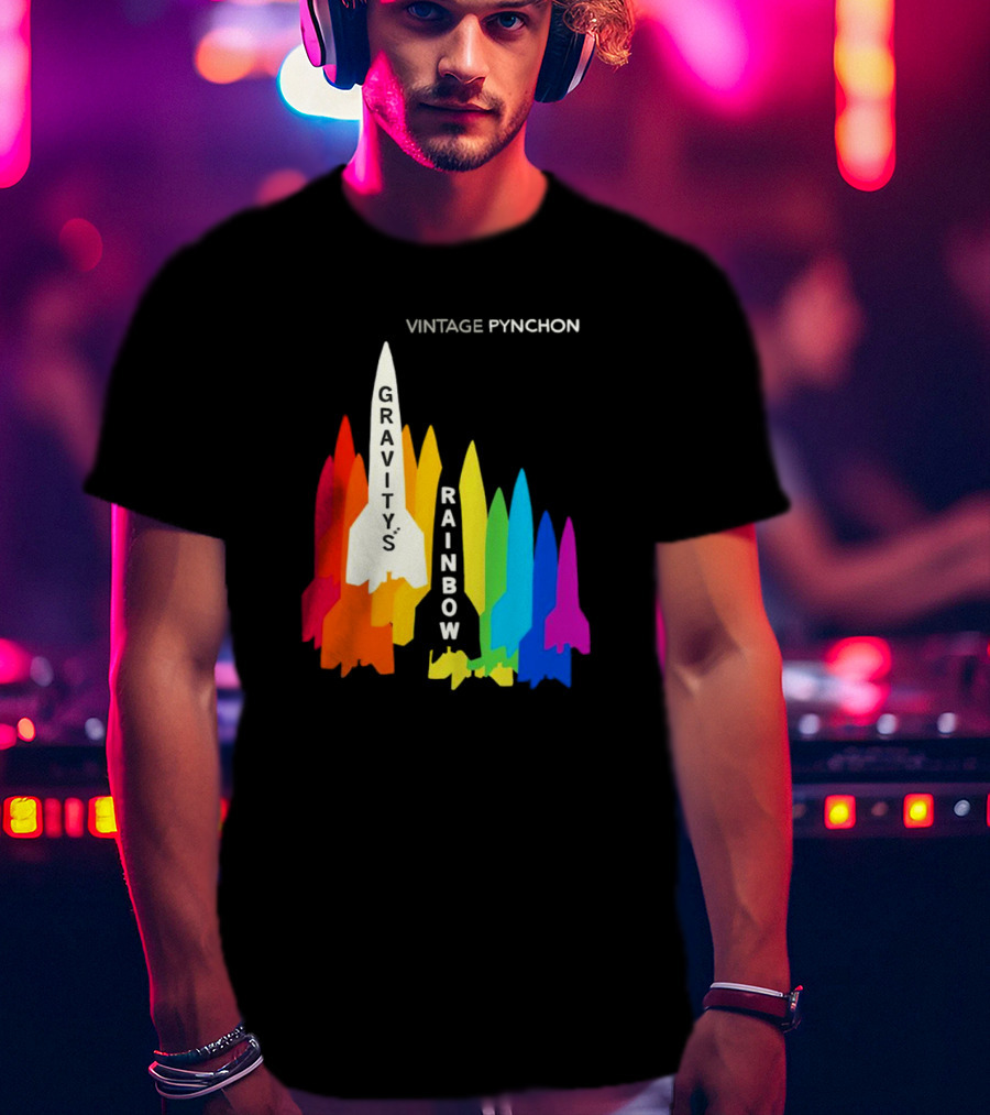Vintage Pynchon Gravity’s Rainbow Multicolor Rocket T-Shirt