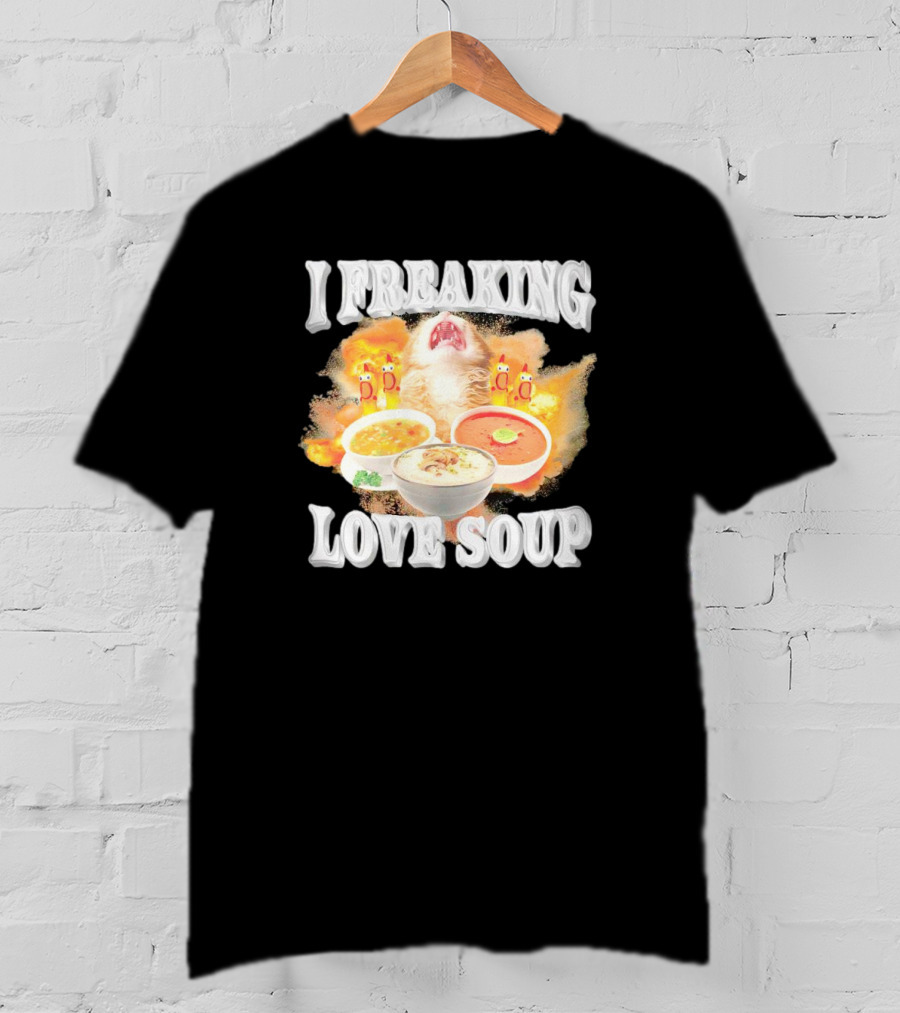 I Freaking Love Soup Cat With Various Bowls And Owls T-Shirt