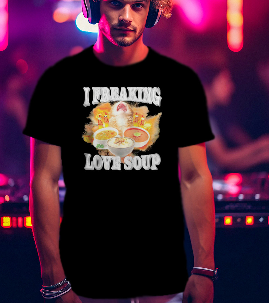 I Freaking Love Soup Cat With Various Bowls And Owls T-Shirt